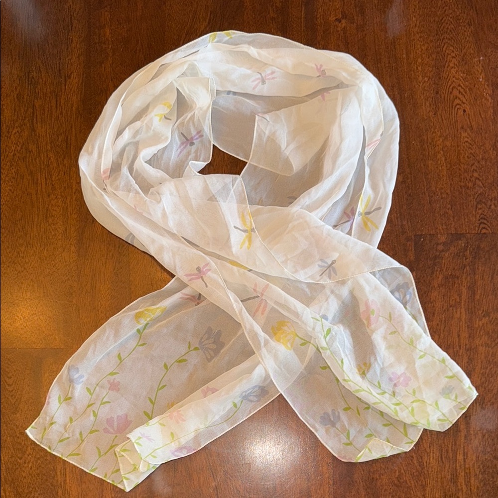 White Sheer Scarf with Iridescent Shimmer